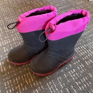 Kids Pink and Black Insulated Winter Boots